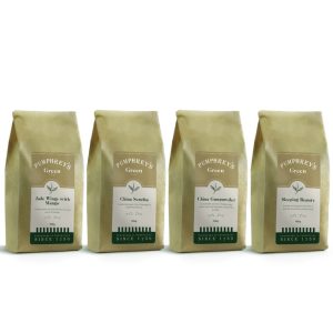 4 Gold bags of different types of green tea
